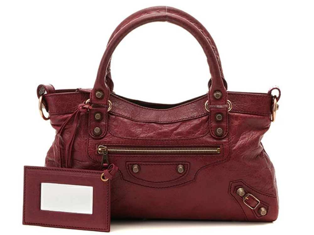 Balenciaga Giant First Bag Bordeaux Purple Brown Leather